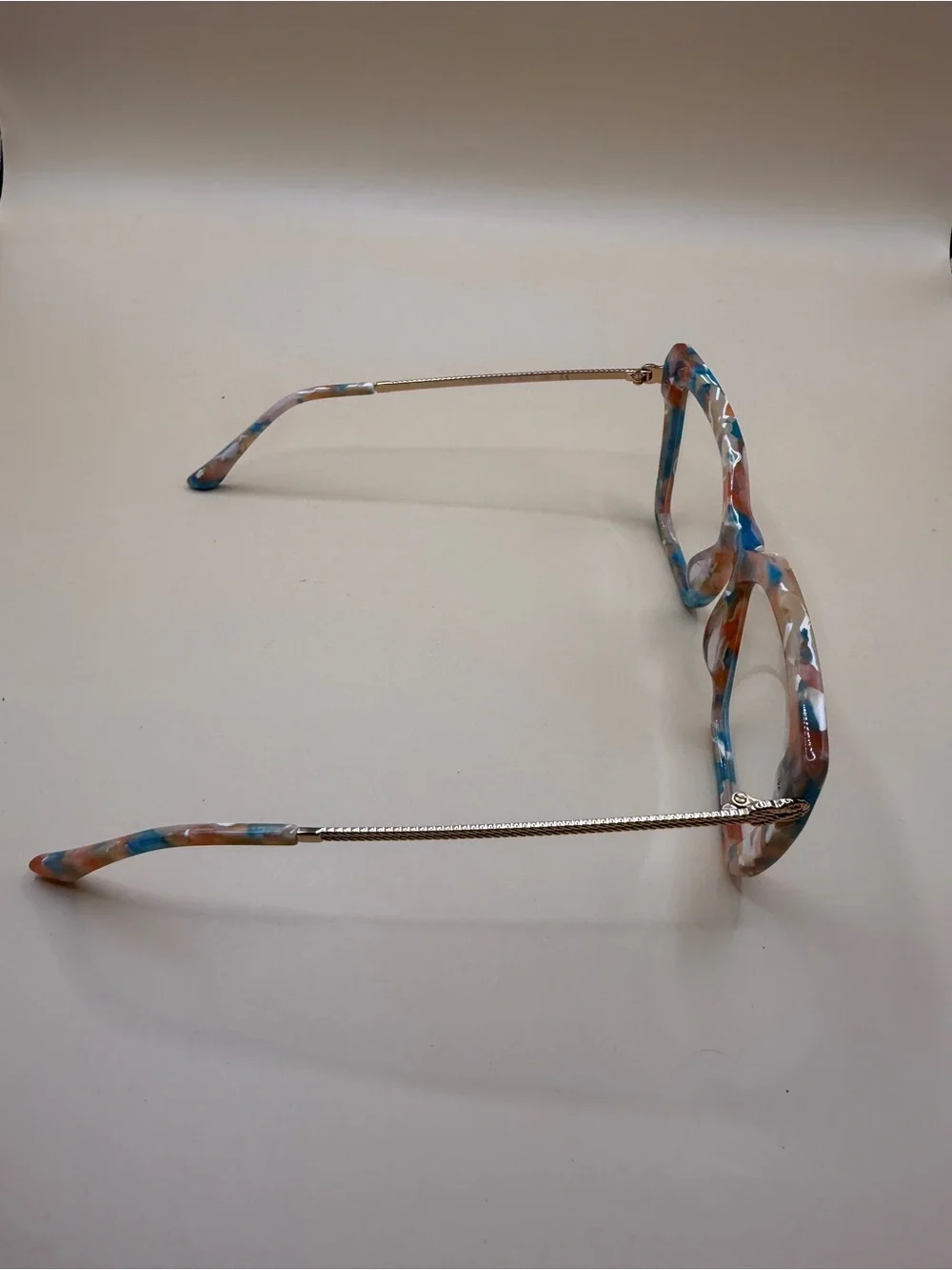 Vooglam Colorful Square Frame Fashion Glasses - Blue & Brown, No prescription